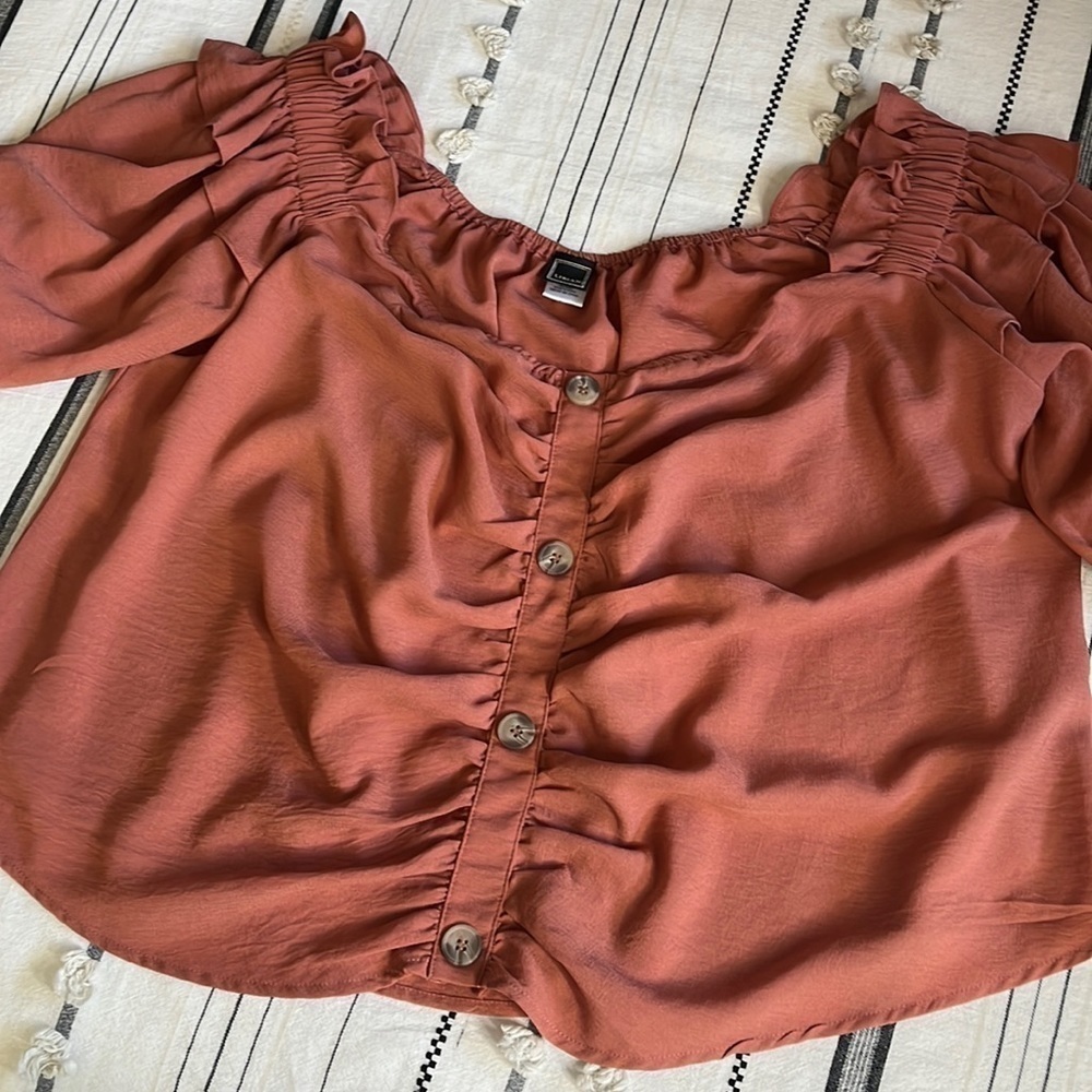 Boutique libian • terracotta rust off shoulder top - Picture 13 of 13
